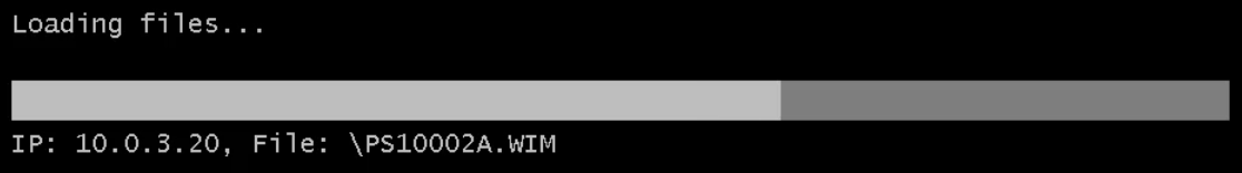 WinPE Loading files progress bar for PS10002A.WIM from server 10.0.3.20